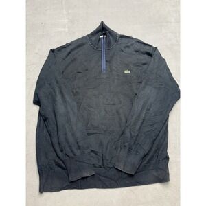 Lacoste Mens Black Quarter Zip Pullover Sweater Logo Size 7